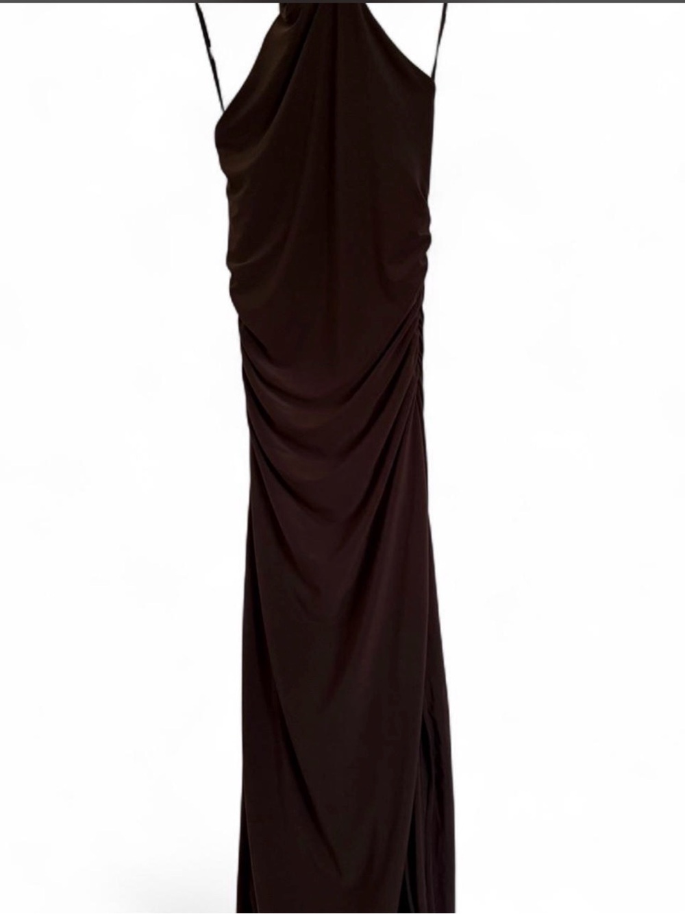 Aritzia Chocolate Brown Backless Draped Maxi Dress